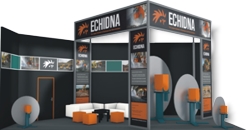 Echidna stand concept for displaying rocksaws at Intermat 2012